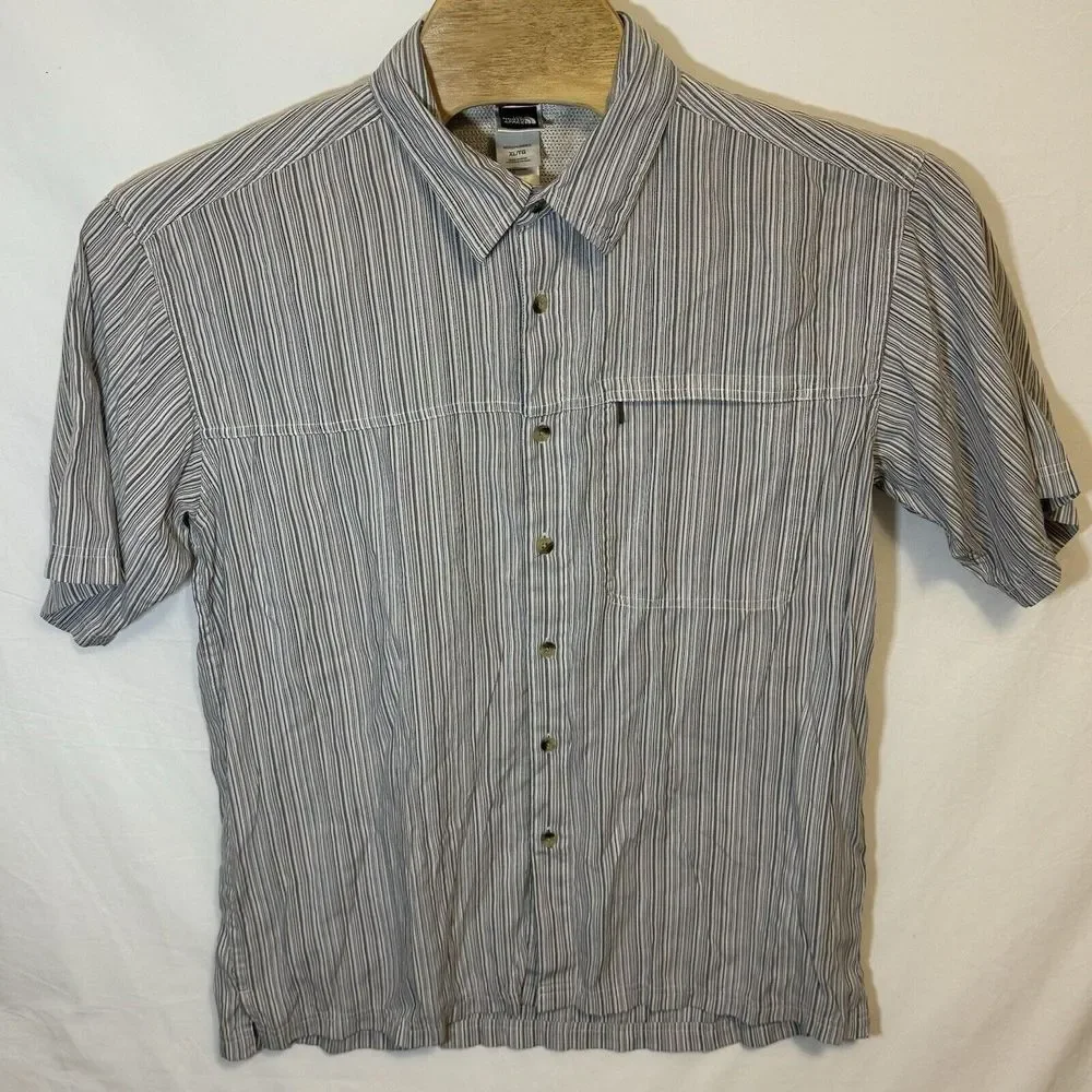 The North Face‎ Men's XL Gray Striped Short Sleeve Hiking Outdoor Button Shirt